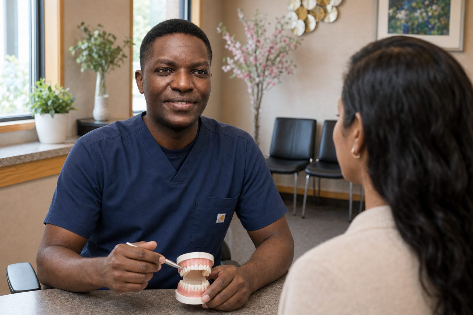 Dentist consulting with a patient at Maidstone Dental